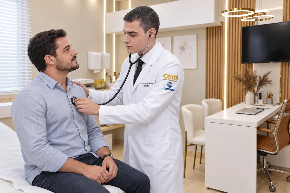 Dr. João Vitor em atendimento de Medicina do Trabalho