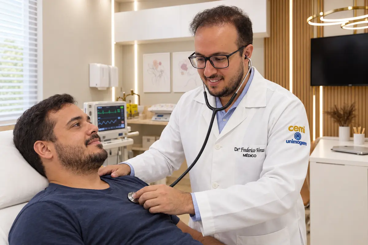 Dr. Frederico Veras realizando atendimento clínico na CEMI